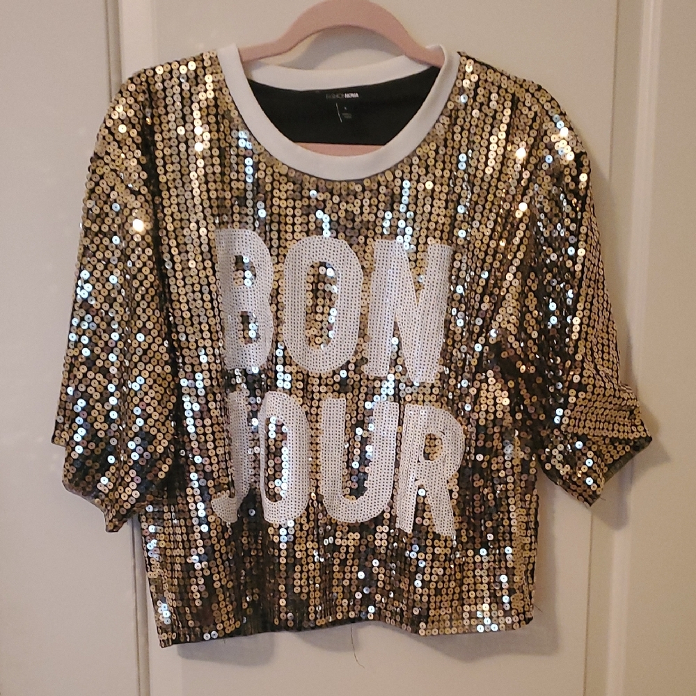 Gold Sequin Women's Top